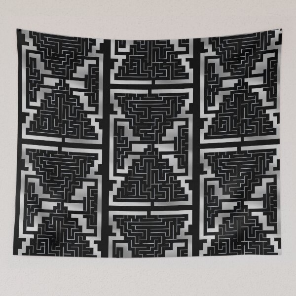Item preview, Black White Geometric Maze Pattern designed and sold by JAMerArc.