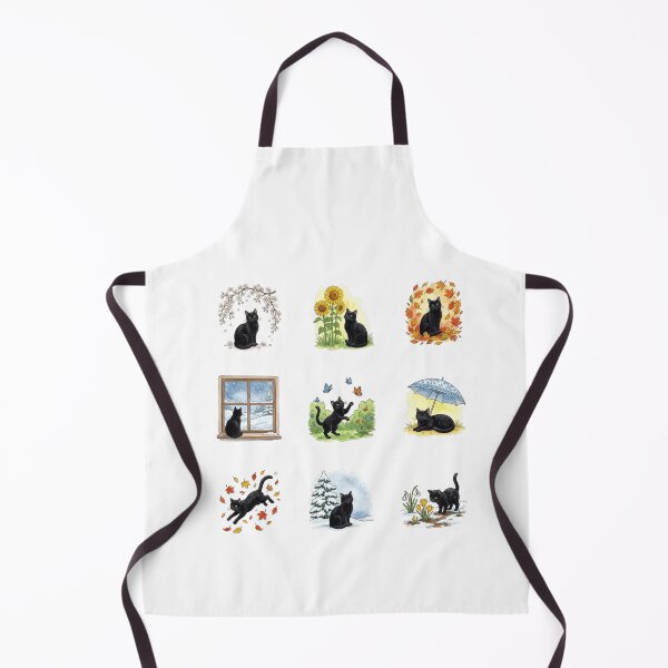 Item preview, Four Seasons Black Cat Nature Watercolor Art    designed and sold by mood-draftsman.