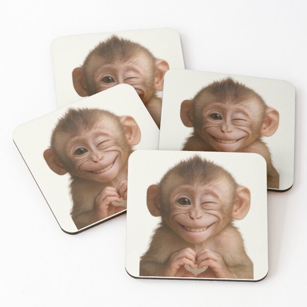 Item preview, Funny Winking Monkey Holding Heart – Cute Kawaii Love Animal designed and sold by Kruti Collection.