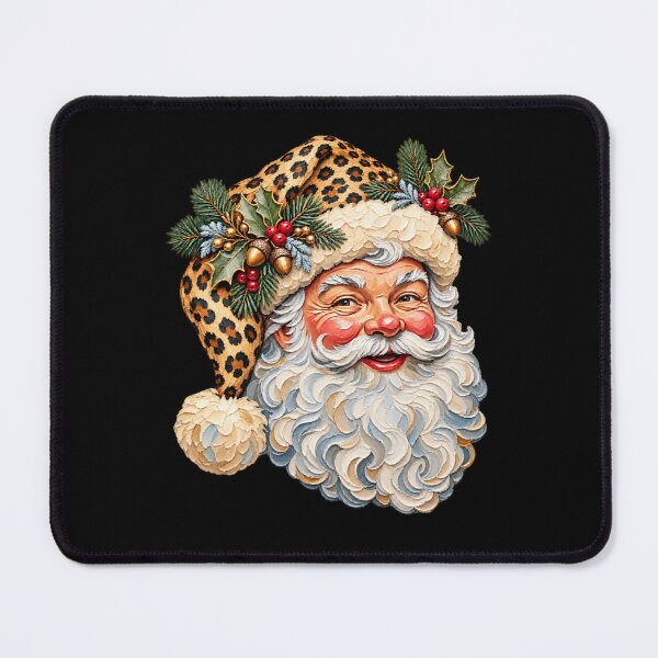 Item preview, Leopard Print Santa Claus Vintage Christmas Portrait designed and sold by AmiGraph.