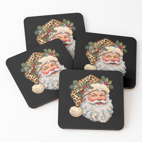 Item preview, Leopard Print Santa Claus Vintage Christmas Portrait designed and sold by AmiGraph.