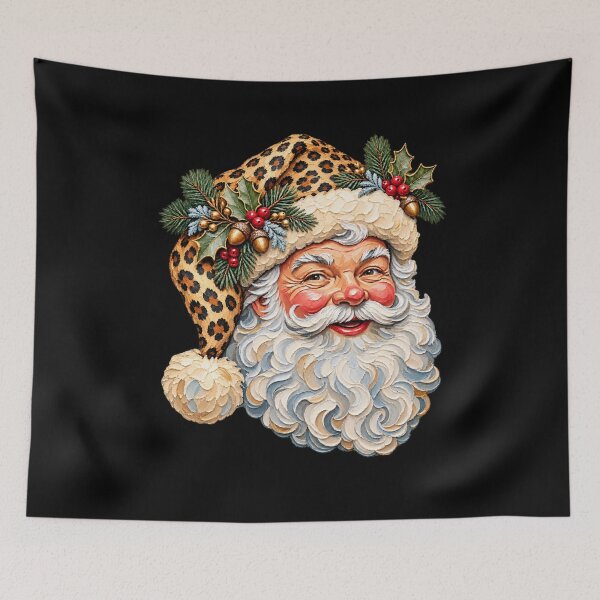 Item preview, Leopard Print Santa Claus Vintage Christmas Portrait designed and sold by AmiGraph.