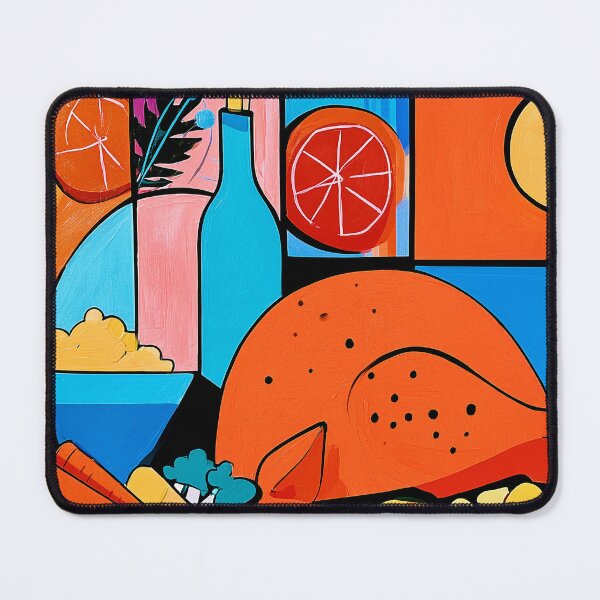 Item preview, Thanksgiving Dinner with Roasted Turkey, Vegetables and Wine in a Colorful Geometric Celebration designed and sold by OlfactoART Studio.