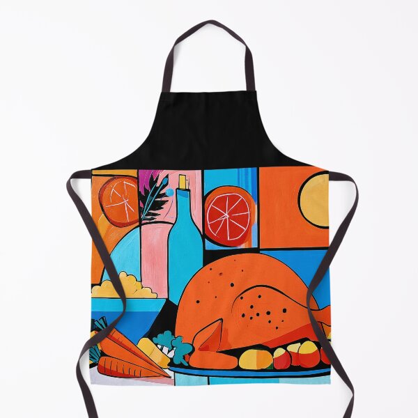 Item preview, Thanksgiving Dinner with Roasted Turkey, Vegetables and Wine in a Colorful Geometric Celebration designed and sold by OlfactoART Studio.