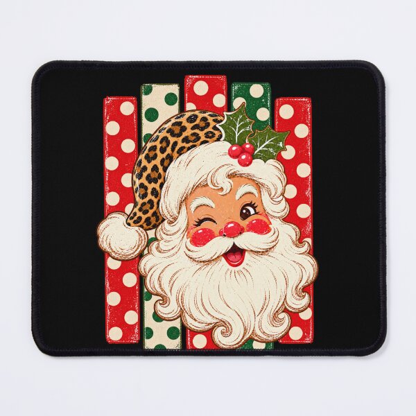Item preview, Retro Santa Claus Leopard Hat Polka Dot Christmas Art designed and sold by AmiGraph.