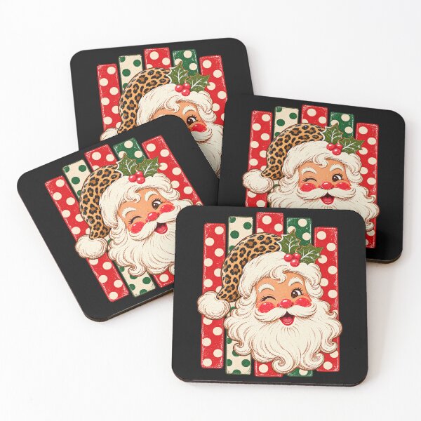 Item preview, Retro Santa Claus Leopard Hat Polka Dot Christmas Art designed and sold by AmiGraph.