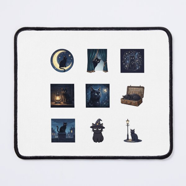 Item preview, Midnight Black Cat Magical Night Celestial Moon Art designed and sold by mood-draftsman.