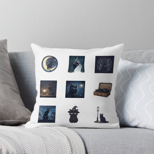 Item preview, Midnight Black Cat Magical Night Celestial Moon Art designed and sold by mood-draftsman.