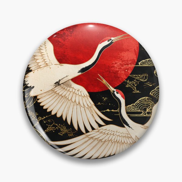 Item preview, Japanese Cranes & Red Sun – Traditional Japanese Art designed and sold by Vantu Design.