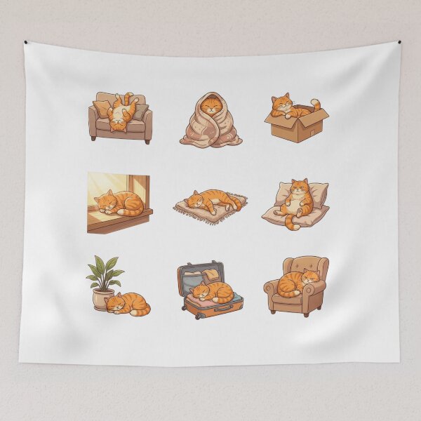 Item preview, Orange Tabby Cat Sleeping Cozy Napping Sticker Art    designed and sold by mood-draftsman.