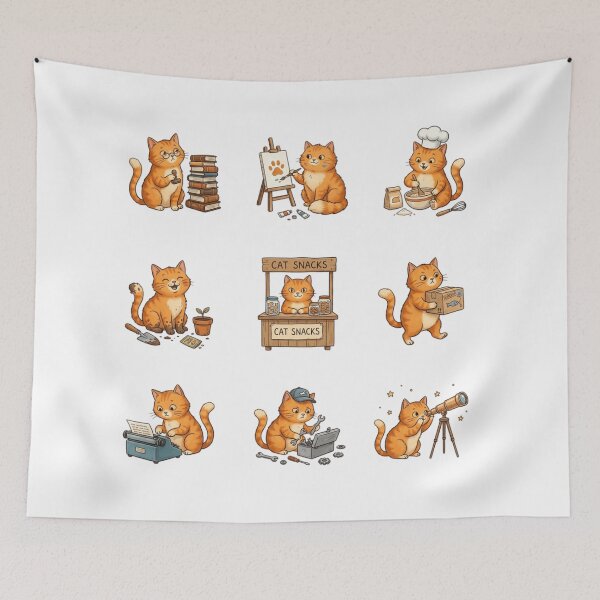 Item preview, Orange Tabby Cat Working Professions Cute Sticker Art designed and sold by mood-draftsman.