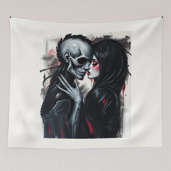 Item preview, Gothic Till Death Embrace - Emo Punk Skeleton Romance Art designed and sold by ERODED SELF.