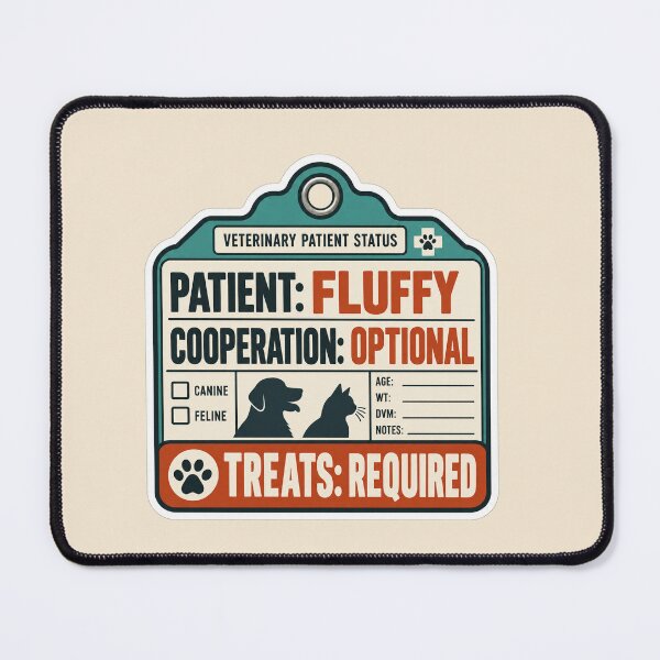 Item preview, Patient Fluffy Cooperation Optional – Funny Vet Tech Sticker designed and sold by astersgraphics.