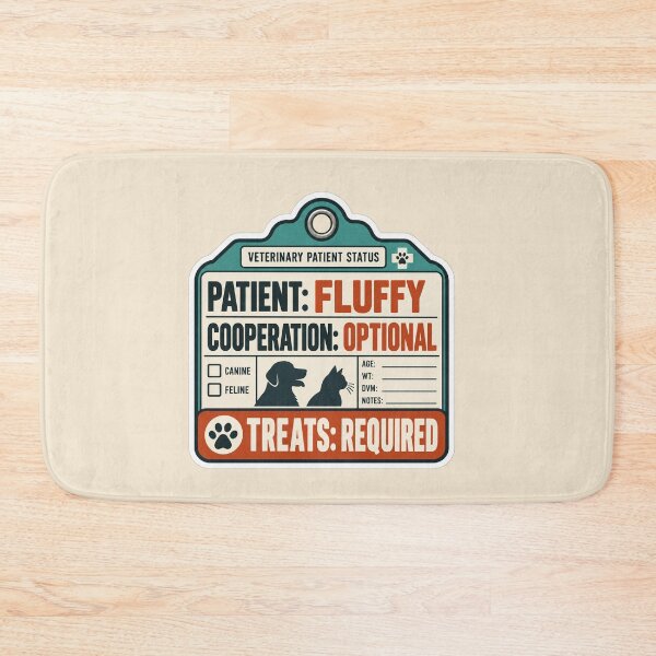 Item preview, Patient Fluffy Cooperation Optional – Funny Vet Tech Sticker designed and sold by astersgraphics.