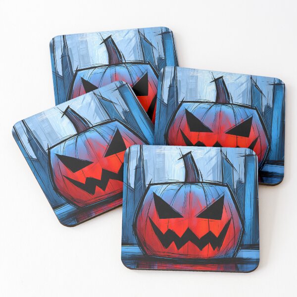 Item preview, Glowing Jack O Lantern Halloween Night Over a Stylized Cityscape with Dark Colors Sinister Energy designed and sold by OlfactoART Studio.