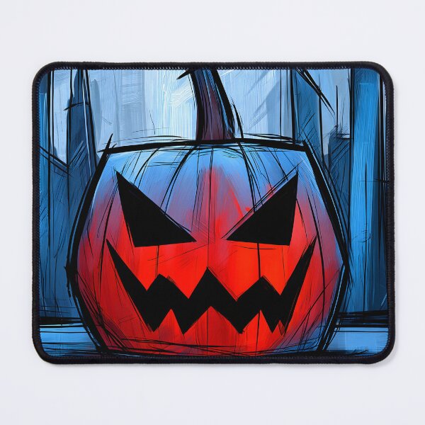 Item preview, Glowing Jack O Lantern Halloween Night Over a Stylized Cityscape with Dark Colors Sinister Energy designed and sold by OlfactoART Studio.