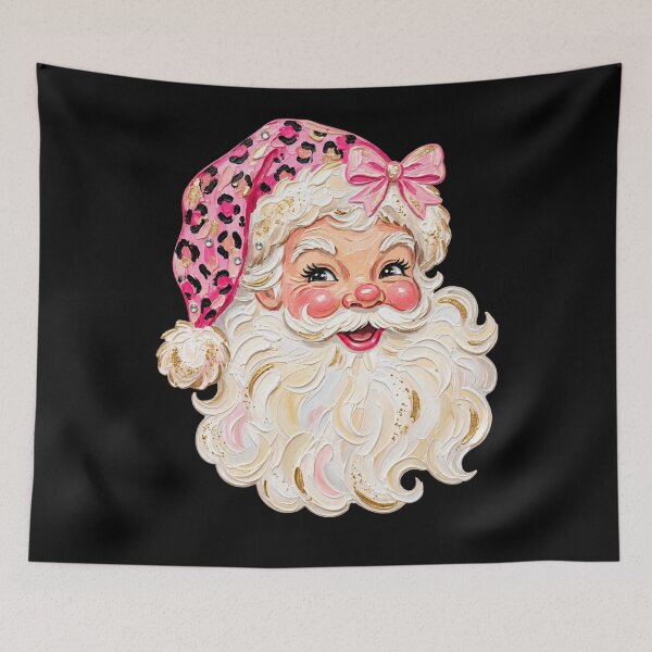 Item preview, Pink Leopard Santa Claus Coquette Christmas Portrait designed and sold by AmiGraph.
