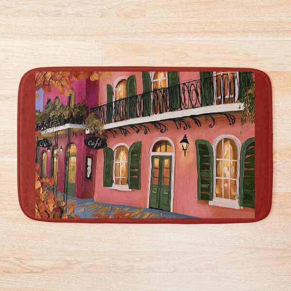 Item preview, Quaint New Orleans Cafe with Green Shutters and Vibrant Facade on a Bustling Street designed and sold by OlfactoART Studio.