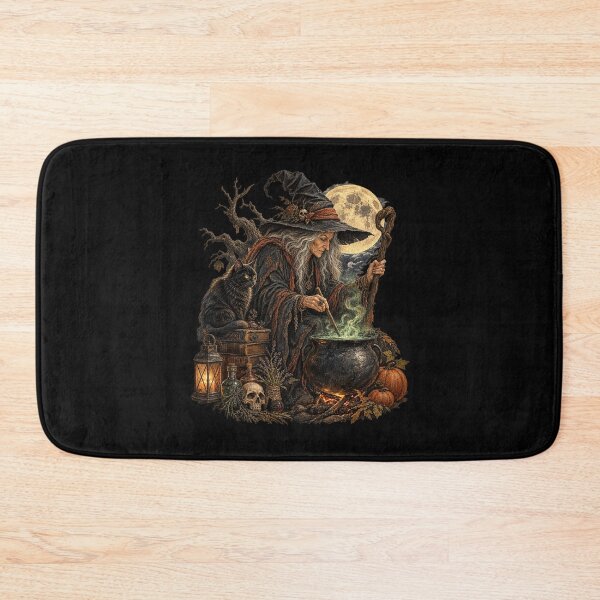 Item preview, Mystical Witch and Black Cat Under the Harvest Moon – Gothic Halloween Fantasy designed and sold by SOUFIANE1991.