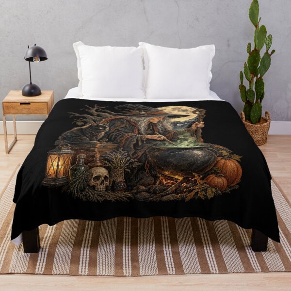 Item preview, Mystical Witch and Black Cat Under the Harvest Moon – Gothic Halloween Fantasy designed and sold by SOUFIANE1991.