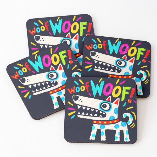 Item preview, woof! WOOF!!  Loud Colorful Spotty Dog Barking Woof Art designed and sold by Big Bang Canvas.