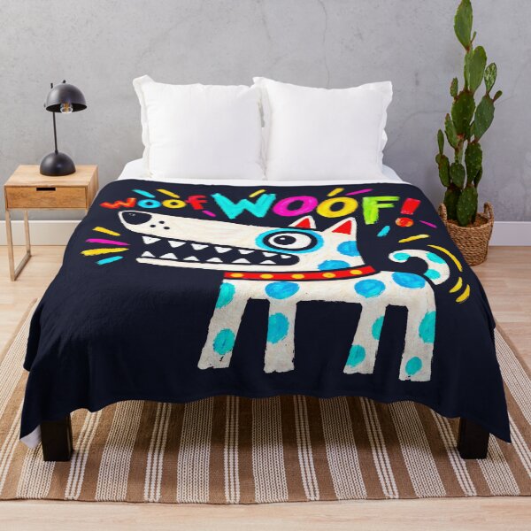 Item preview, woof! WOOF!!  Loud Colorful Spotty Dog Barking Woof Art designed and sold by Big Bang Canvas.