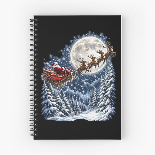 Item preview, Santa Sleigh Full Moon Snowy Forest Christmas Art designed and sold by AmiGraph.