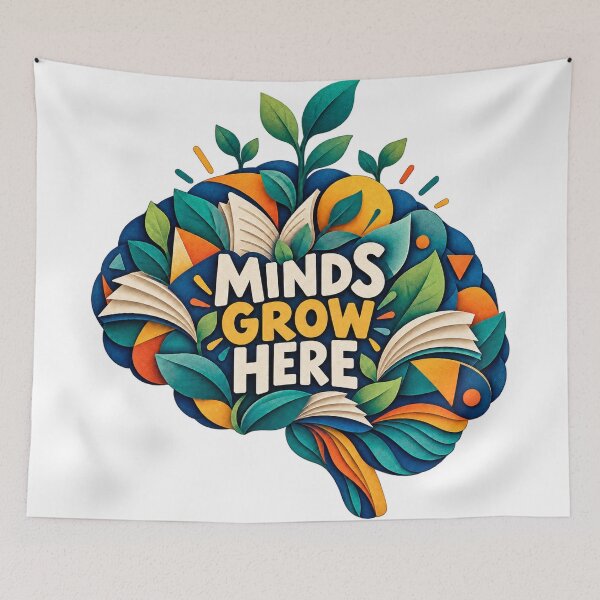 Item preview, Minds Grow Here — Colourful Teacher Appreciation Design designed and sold by CaribChroma.