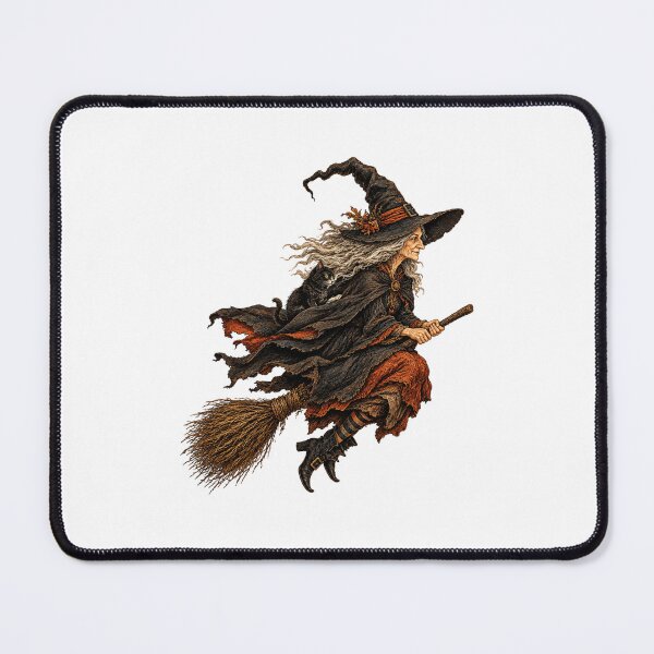 Item preview, Flying Witch and Black Cat on a Broomstick – Gothic Halloween Fantasy designed and sold by SOUFIANE1991.