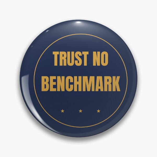 Item preview, Trust No Benchmark Funny AI Badge Shirt Dark designed and sold by BerkleyCo.