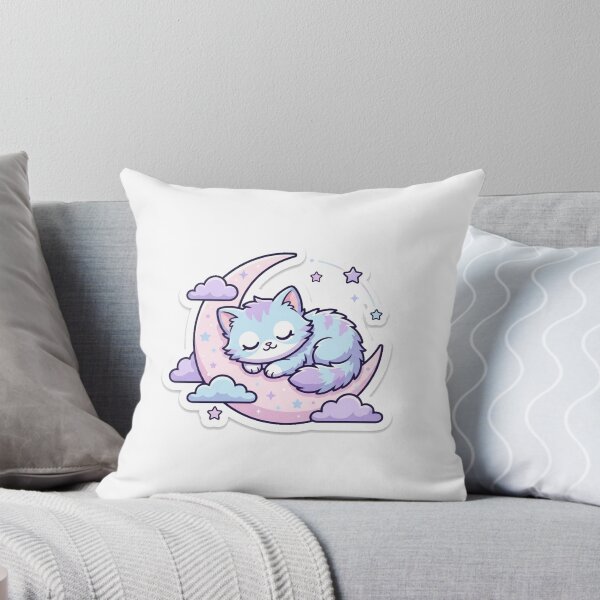 Item preview, Cute Sleeping Kitten on Crescent Moon Sticker designed and sold by 7oliver.