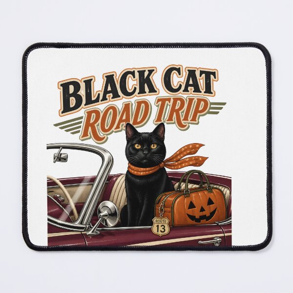 Item preview, Black Cat Road Trip Vintage Car Spooky Pet designed and sold by RoyesButler.