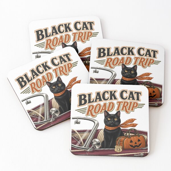 Item preview, Black Cat Road Trip Vintage Car Spooky Pet designed and sold by RoyesButler.
