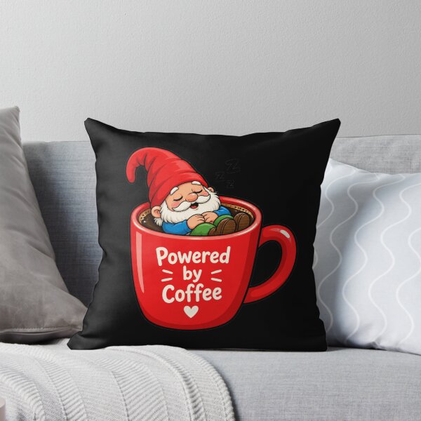 Item preview, Cute Sleeping Garden Gnome Powered by Coffee Funny Sticker Design designed and sold by Altospecial.