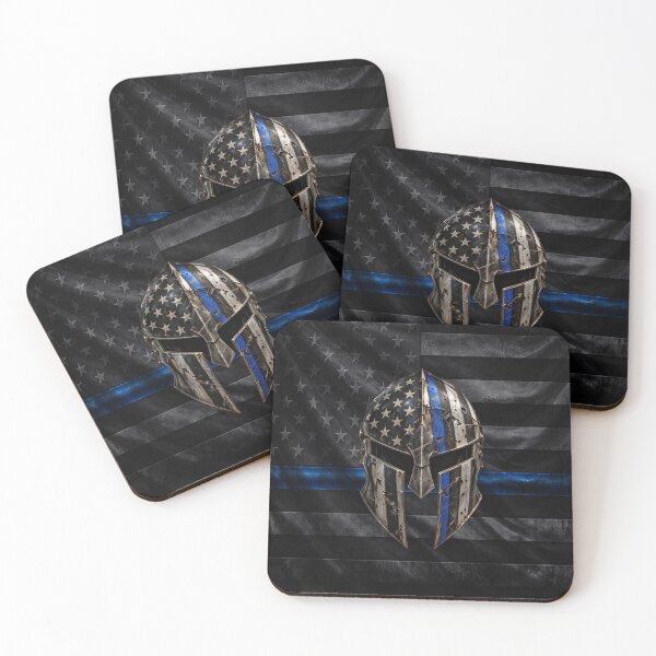 Item preview, Thin Blue Line Spartan Helmet – Law Enforcement Warrior designed and sold by artistwill.