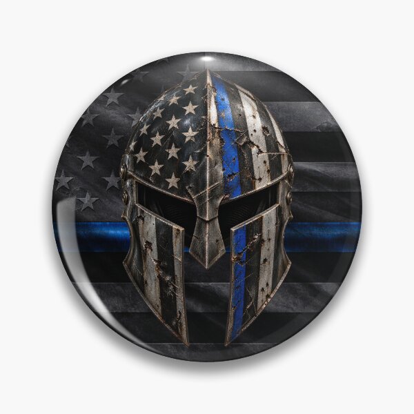 Item preview, Thin Blue Line Spartan Helmet – Law Enforcement Warrior designed and sold by artistwill.