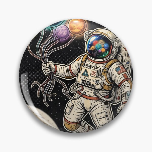 Item preview, Vintage Astronaut Floating with Planet Balloons designed and sold by DuckOddity.