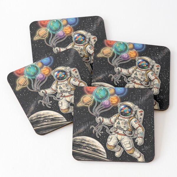 Item preview, Vintage Astronaut Floating with Planet Balloons designed and sold by DuckOddity.