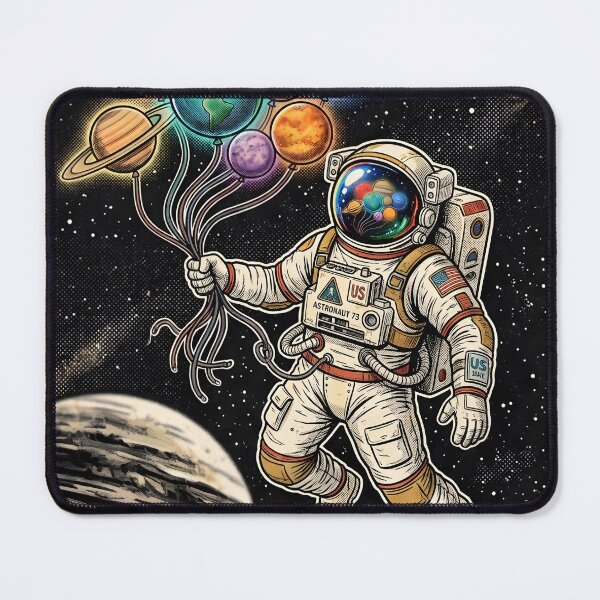 Item preview, Vintage Astronaut Floating with Planet Balloons designed and sold by DuckOddity.