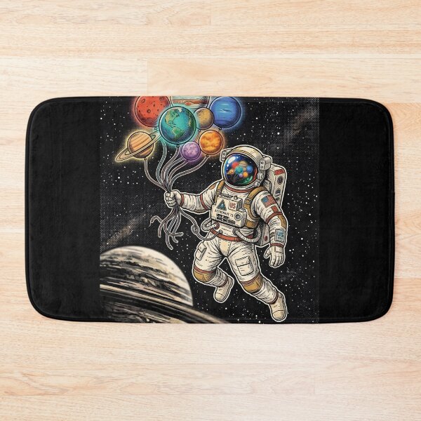Item preview, Vintage Astronaut Floating with Planet Balloons designed and sold by DuckOddity.