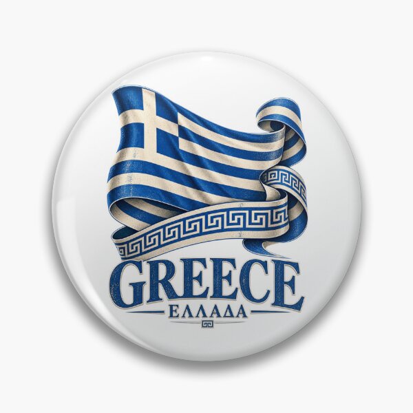 Item preview, Greece Hellenic Flag Ribbon Heritage Art designed and sold by Larkfound Studio.