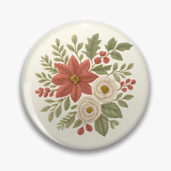 Item preview, Vintage Embroidered Christmas Poinsettia Floral designed and sold by Sachie's Studio.