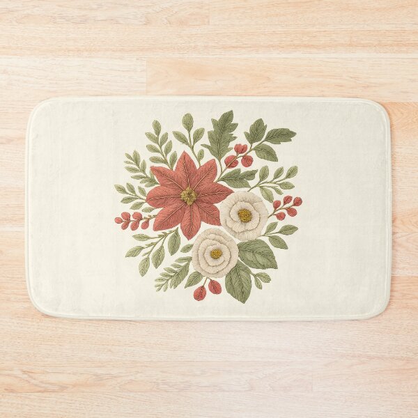Item preview, Vintage Embroidered Christmas Poinsettia Floral designed and sold by Sachie's Studio.