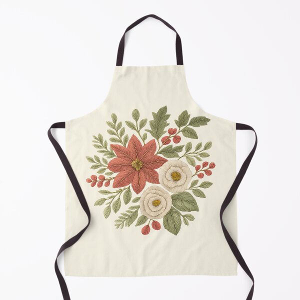 Item preview, Vintage Embroidered Christmas Poinsettia Floral designed and sold by Sachie's Studio.