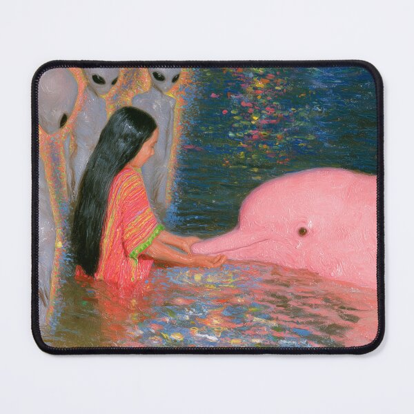 Item preview, The Pink Dolphin of my Dreams — Visionary Art | Spiritual Ocean Dream designed and sold by RoninGangStudio.