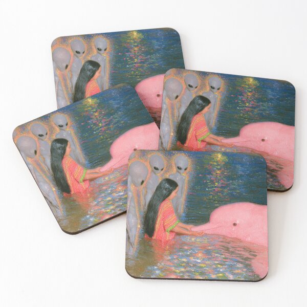 Item preview, The Pink Dolphin of my Dreams — Visionary Art | Spiritual Ocean Dream designed and sold by RoninGangStudio.