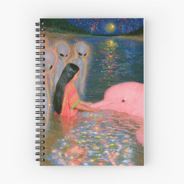 Item preview, The Pink Dolphin of my Dreams — Visionary Art | Spiritual Ocean Dream designed and sold by RoninGangStudio.