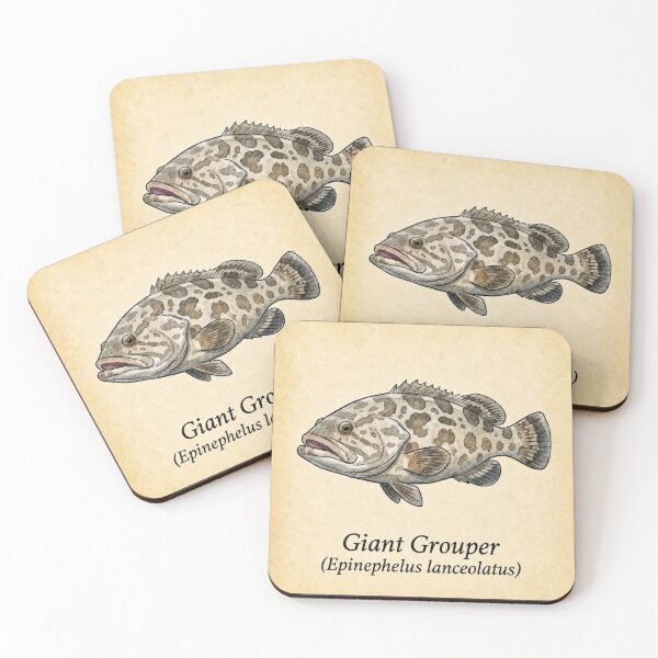 Item preview, Giant Grouper Vintage Watercolor Fish Print designed and sold by KenworksDigital.