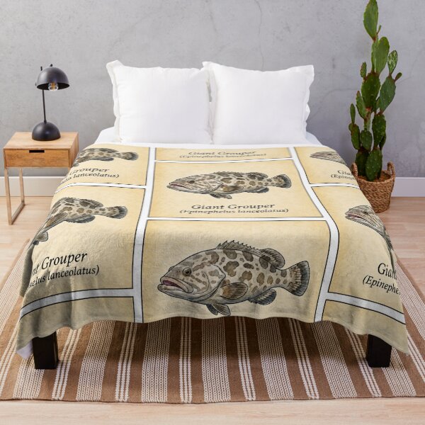 Item preview, Giant Grouper Vintage Watercolor Fish Print designed and sold by KenworksDigital.