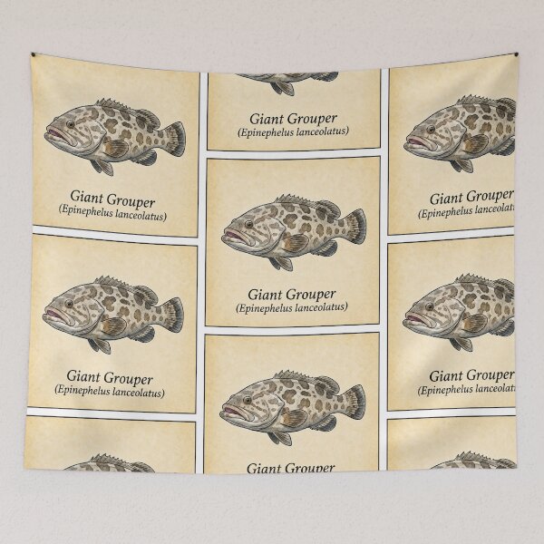 Item preview, Giant Grouper Vintage Watercolor Fish Print designed and sold by KenworksDigital.